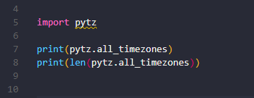 List of Timezones In Python