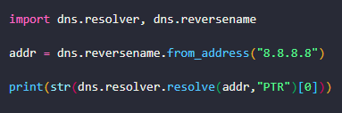 Python Reverse DNS Lookup